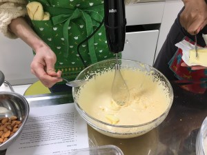  combine the sugar, egg, and egg yolks